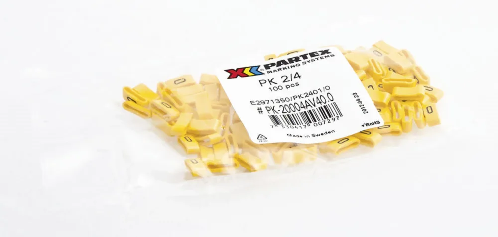 Partex PK2401/E Kabelmärkning bokstäver, gul, 100-pack E - Bild 2