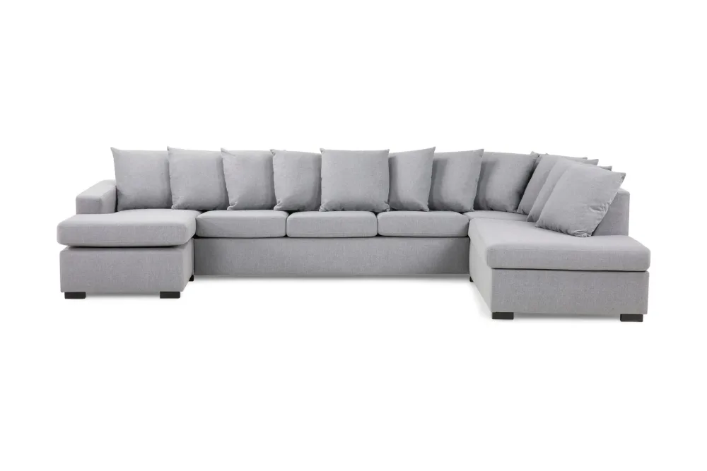 Crazy 5-sits Högervänd U-formad X-Large Soffa med Divan och Schäslong i Tyg inkl Kuvertkuddar