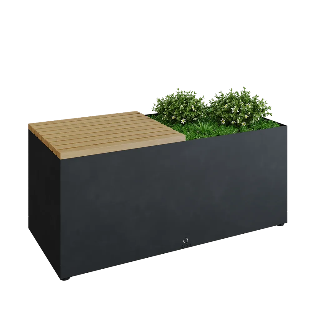 OFYR Herb Garden Bench Black Trädgårdsbänk sittskiva utav trä Svartlackerat stål - Bild 2