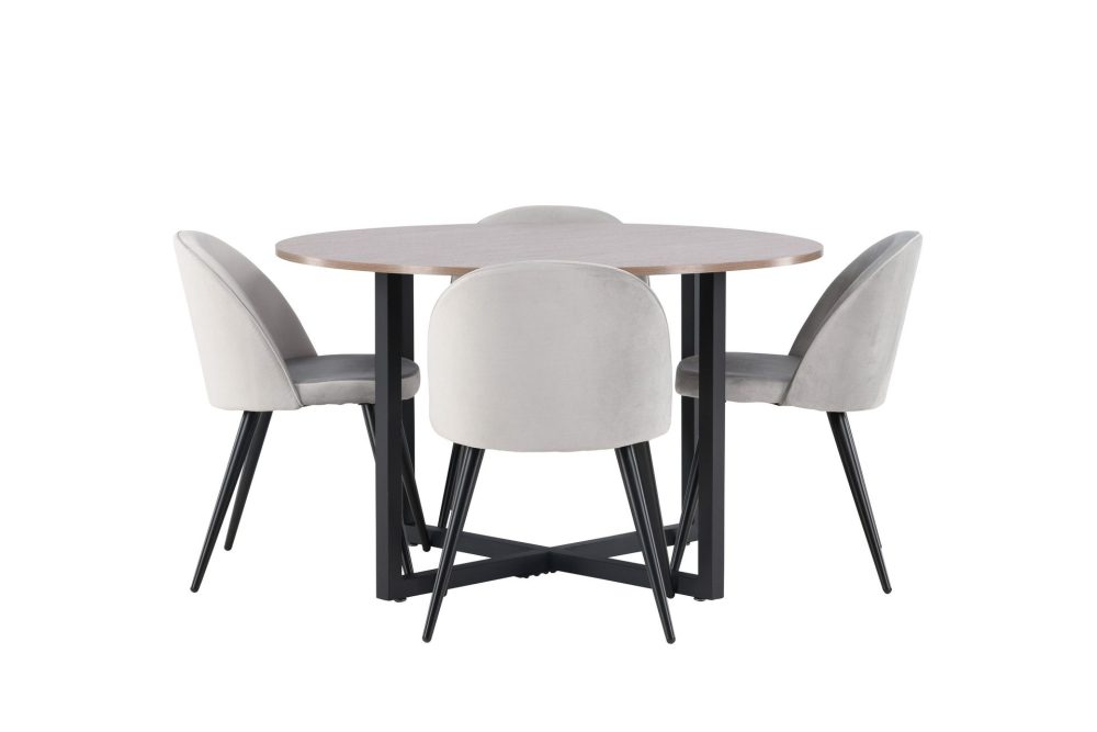 Durango Matgrupp 120 cm Rund med 4 Velvet Stolar