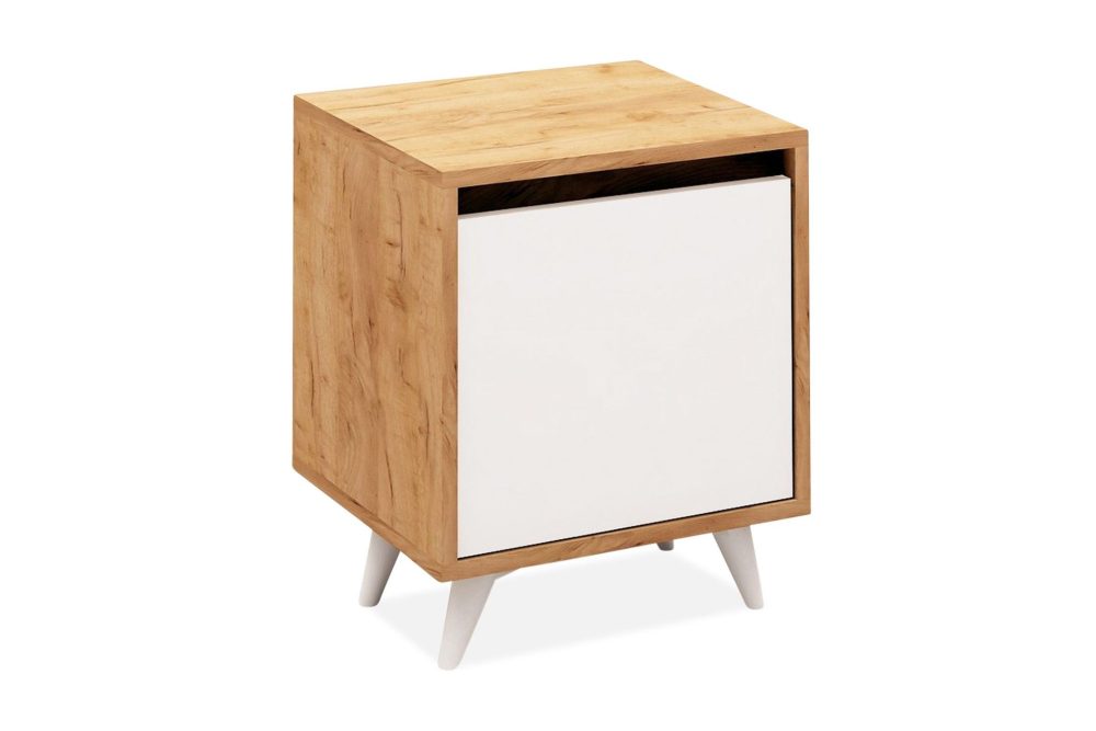 Mod Design Sängbord 45 cm med Förvaring Vitt Skåp