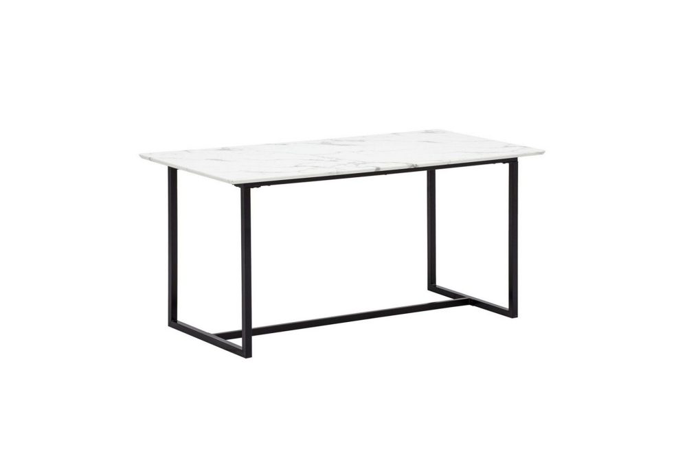 Matbord Wohnling Industriell loftstil, MDF med metallben med gyllene spets Marmor, Vit, 180x90 cm