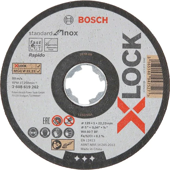 Bosch Standard for Inox Kapskiva med X-LOCK 125 × 1 × 22,23 mm, 10-pack