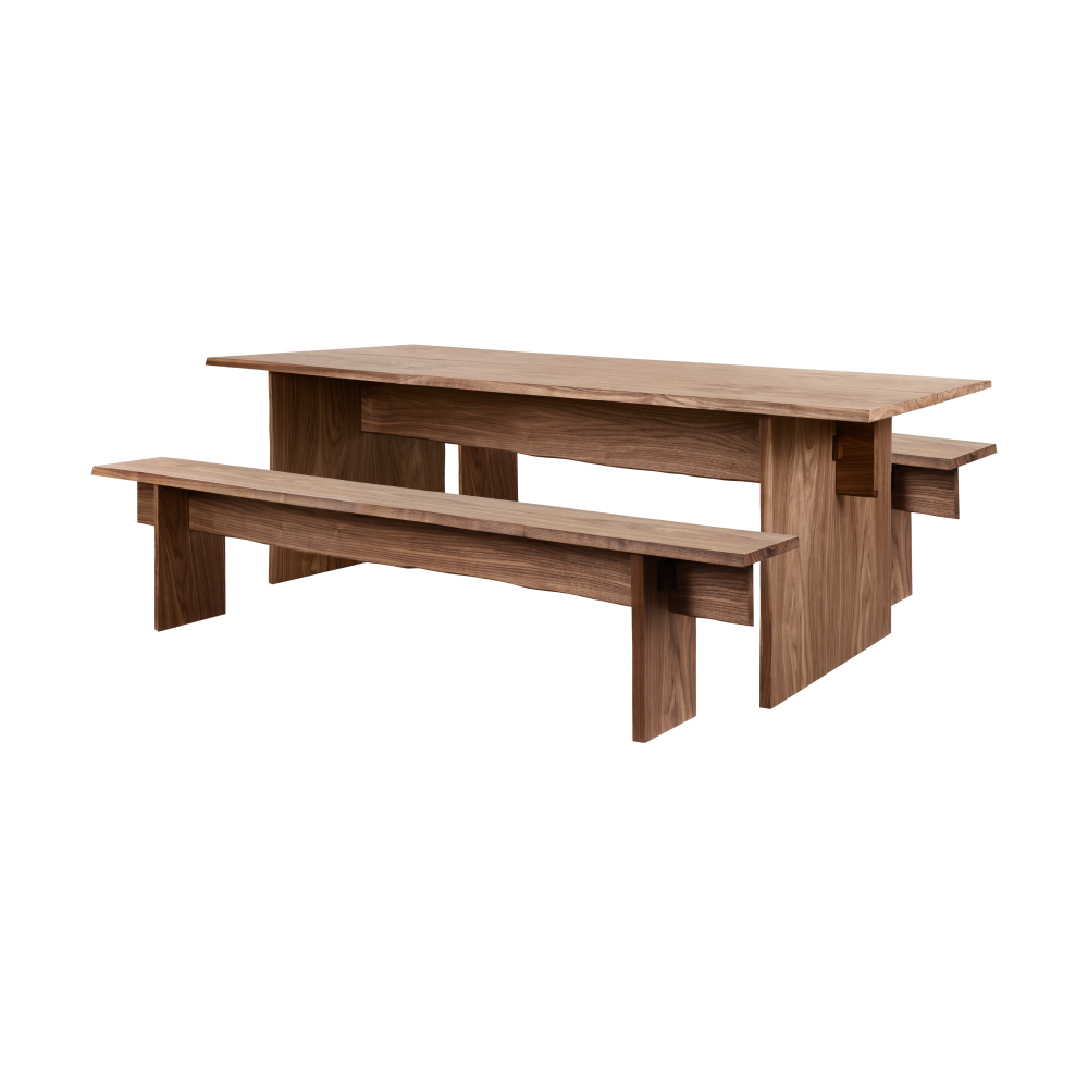 Bookmatch matbord med bänkar 220 cm, Valnöt