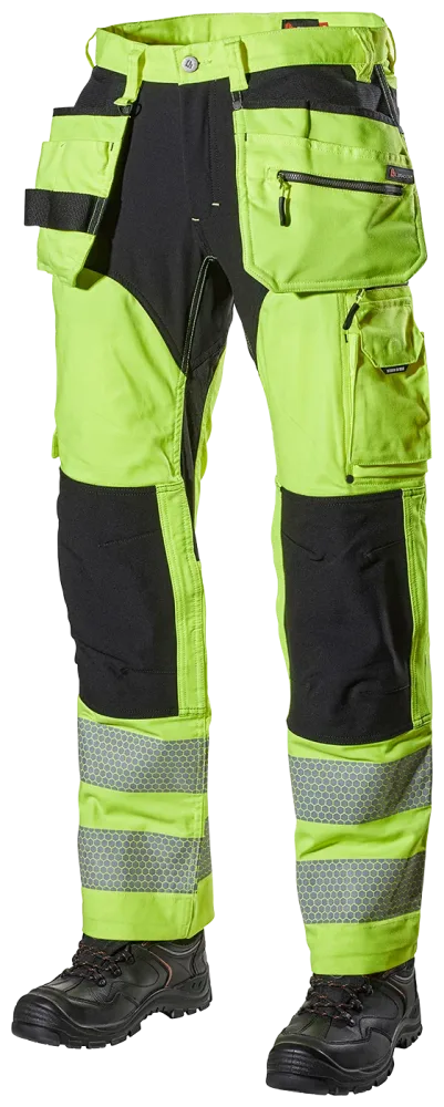 L.Brador 1072PB Arbetsbyxa hi-vis gul/svart, klass 2 C48