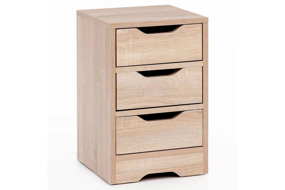Sängbord Wohnling med 3 lådor i en enkel, modern design för boxspring-säng Sonoma