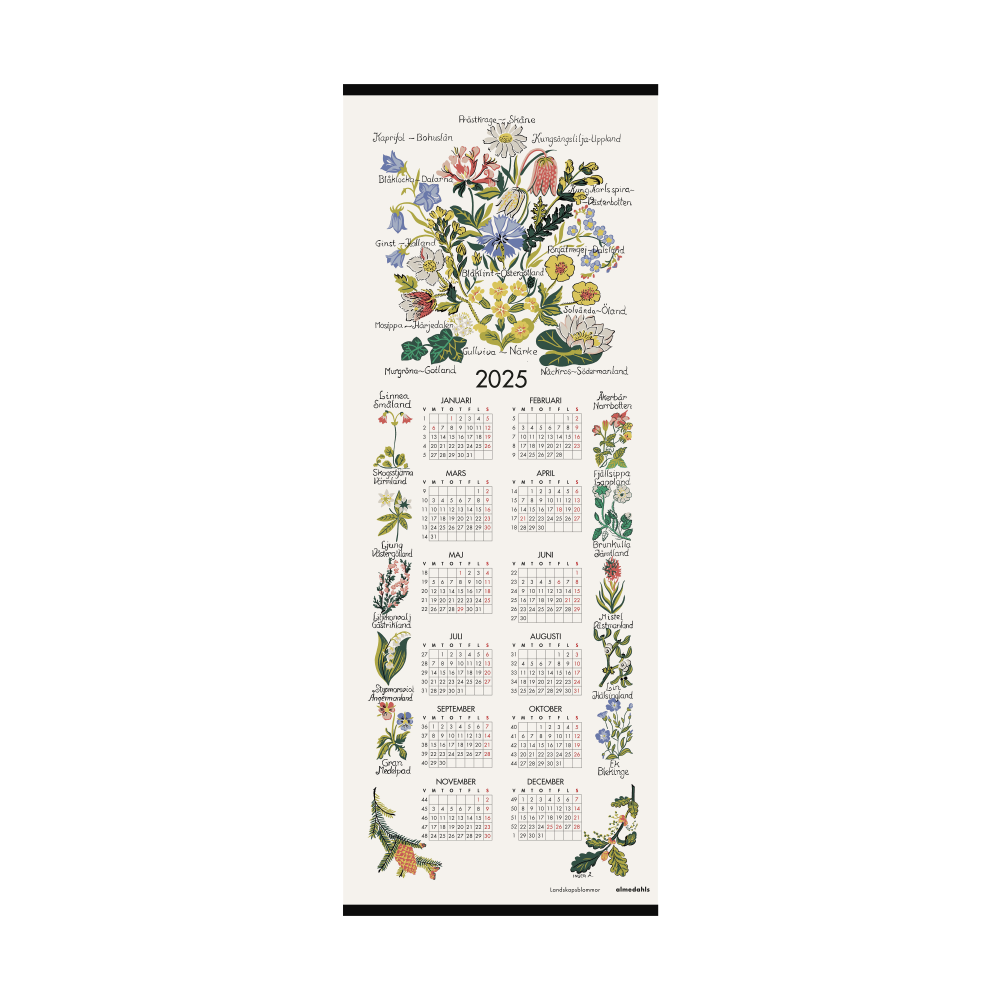 Landskapsblommor kalender 2025, 35x90 cm