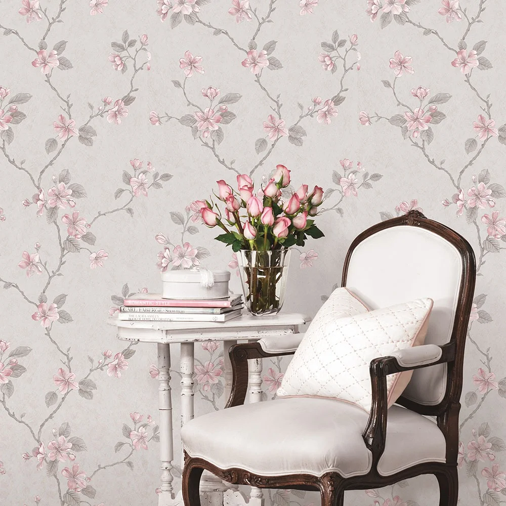 Galerie Wallcoverings Mansion II G67614 Tapet Dogwood Floral Rosa/grå