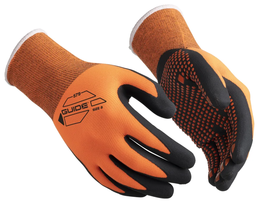 Guide Gloves 579 HP Handske nitril, Hi-Viz, nitril 6