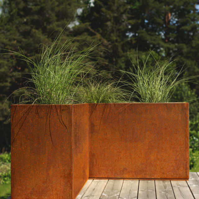 PLANTERINGSLÅDA PLANTERA 1200 HÖRN CORTEN 1200X1200X600MM