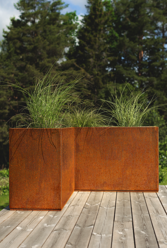 PLANTERINGSLÅDA PLANTERA 1200 HÖRN CORTEN 1200X1200X600MM
