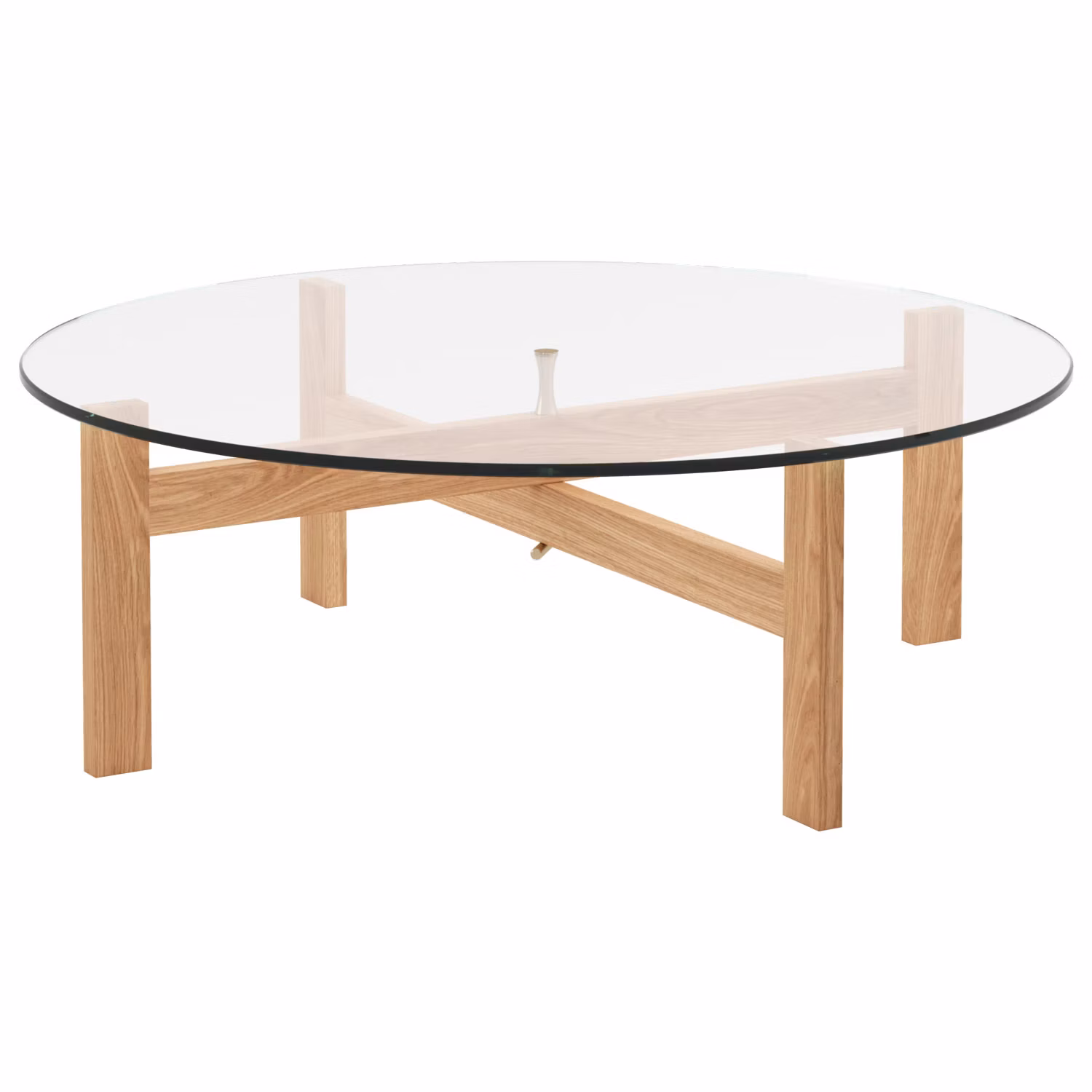 Round Soffbord Ek / Glas, Ø88 cm