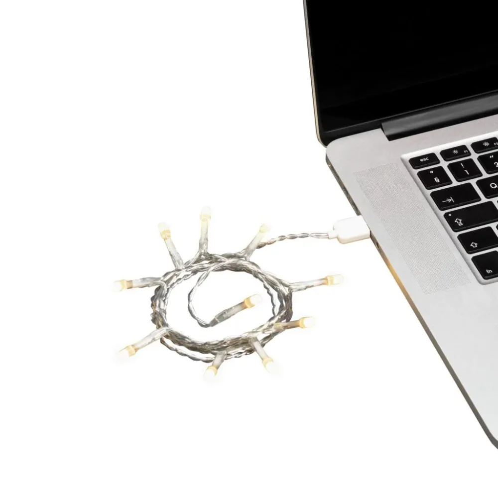 Konstsmide 1774-133 Microljusslinga frostad, USB, varmvit, transparent kabel 3.4 m, 35 LED