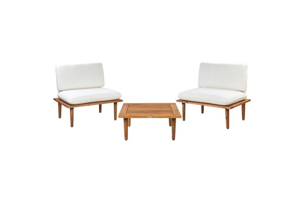 Loungegrupp med bord Frascati Vit/ljust trä, 2-Sits