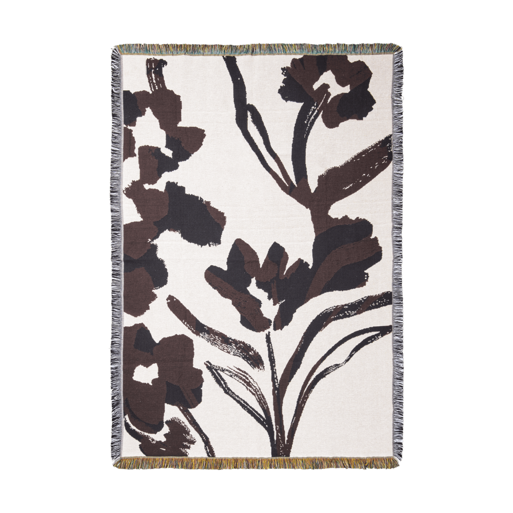 Cilla tapestry pläd 120x170 cm, Off-white-Dark grape