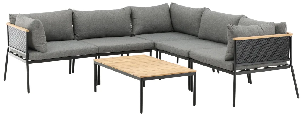 Venture Home Nettan 1501-408 Loungeset soffa, bord, svart/grått/natur