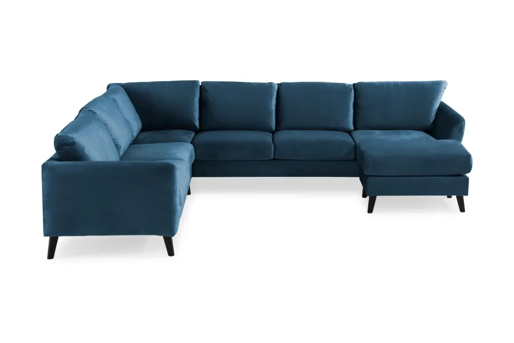 Trend 5-sits Högervänd L-formad Hörnsoffa med Divan i Sammet