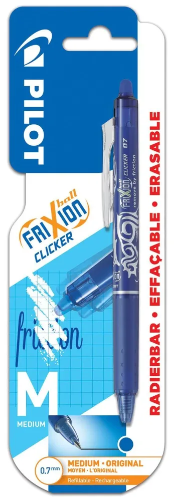 Pilot FriXion Ball Clicker Penna raderbar, 0,7 mm Blå