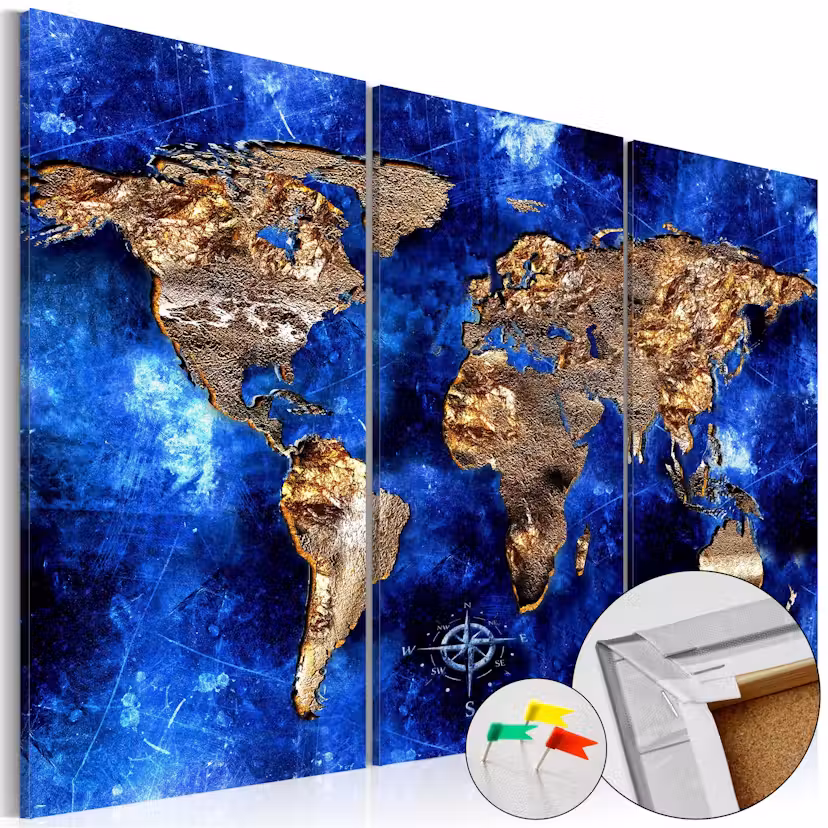 Anslagstavla Arkiio Golden Continents 120x80 cm