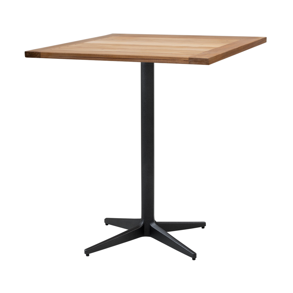 Drop cafébord teak 72x72 cm, Lava grey stativ