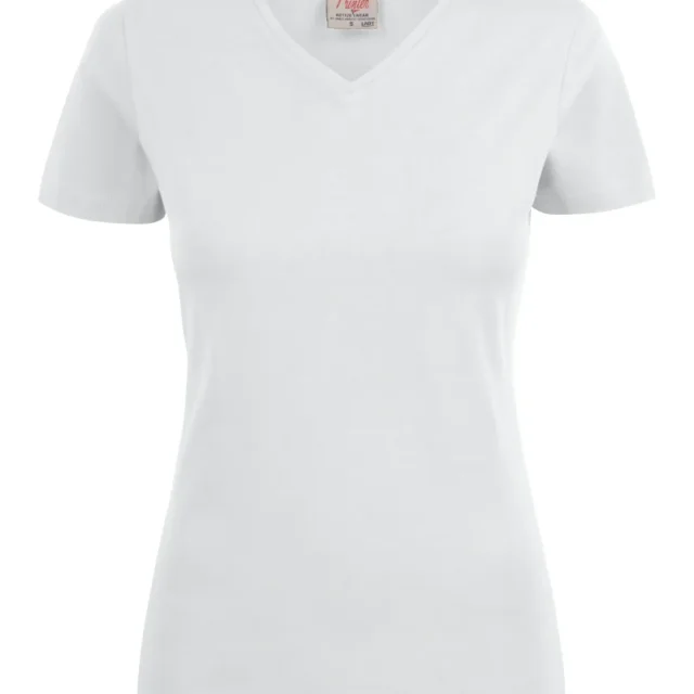 Printer Heavy V-neck Lady T-shirt Vit Vit