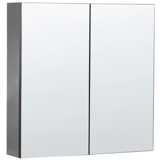 Badrumsskåp med spegel Navarra Svart, Silver, 60x14x60 cm
