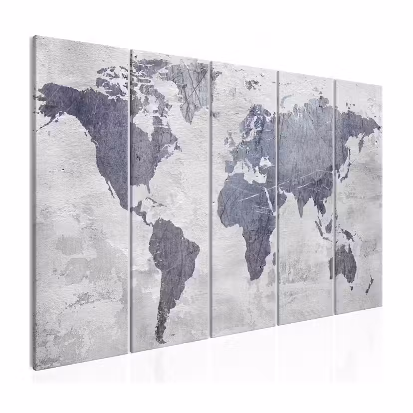 Tavla Arkiio Concrete World Map 5 delar 225x90 cm