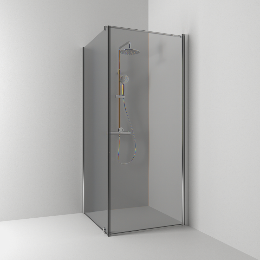 HÖRNDUSCH SVEDBERGS SKOGA RAK/FAST ALU BLANK RÖK INTHT 80X198X83CM