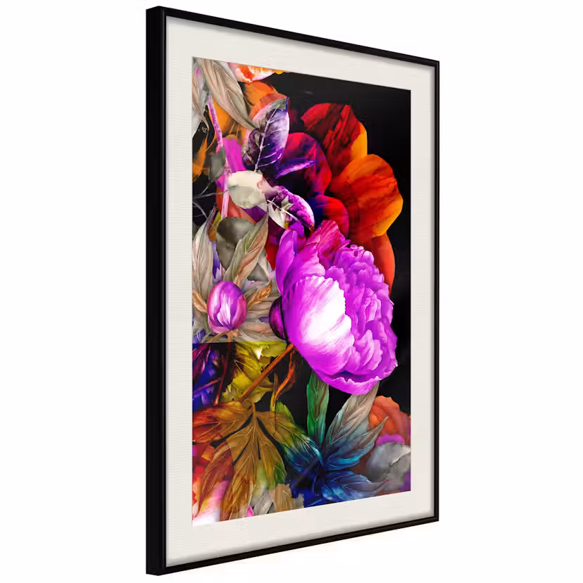 Poster Artgeist Affisch Summer Colours Svart ram med passepartout, 20x30 cm