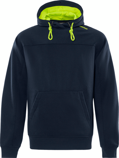 SWEATSHIRT 7551 GSM MED HUVA MÖRK MARINBLÅ/GUL STL 2XL