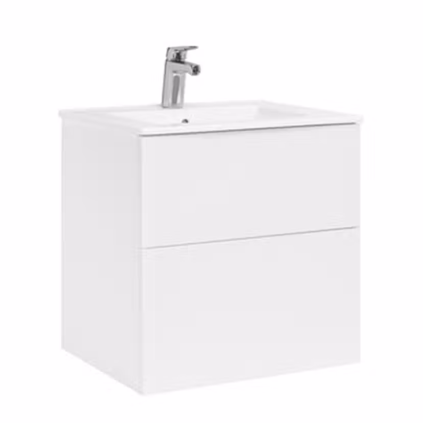 Tvättställsskåp Alterna Isella Aqua med Ariella Porslin Tvättställ Matt Vit, Bredd: 613, Höjd: 610, Djup: 394 mm