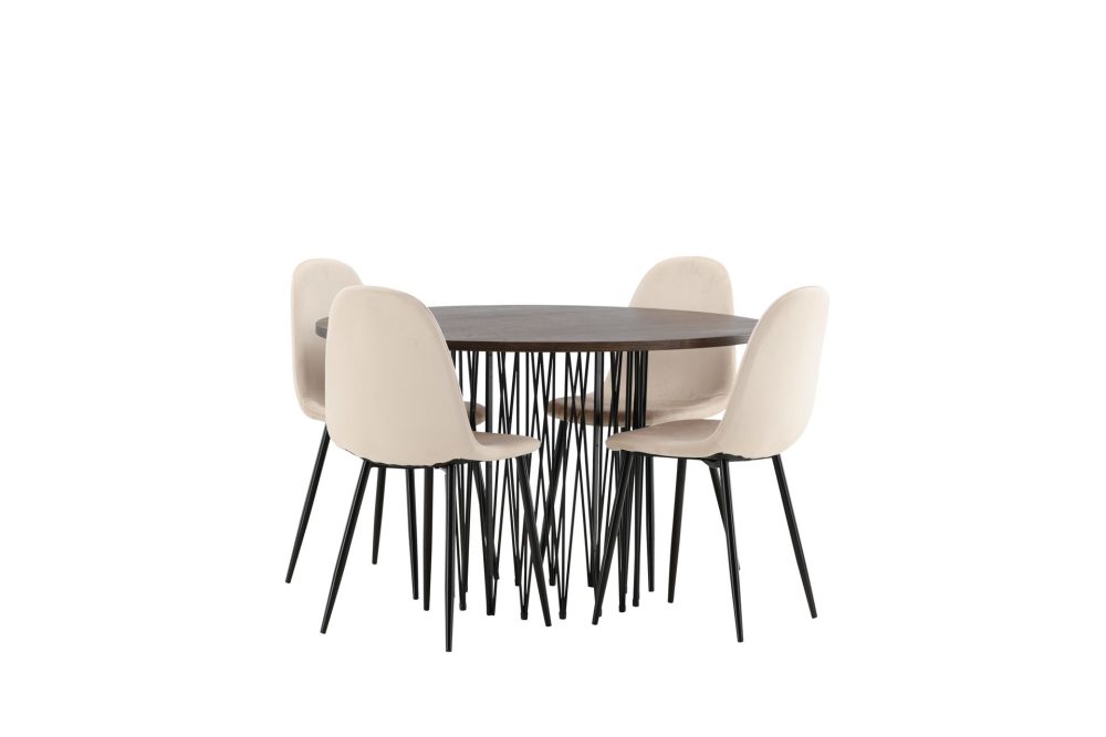 Matgrupp Alismo 120 cm Rund med 4 Nicci stolar