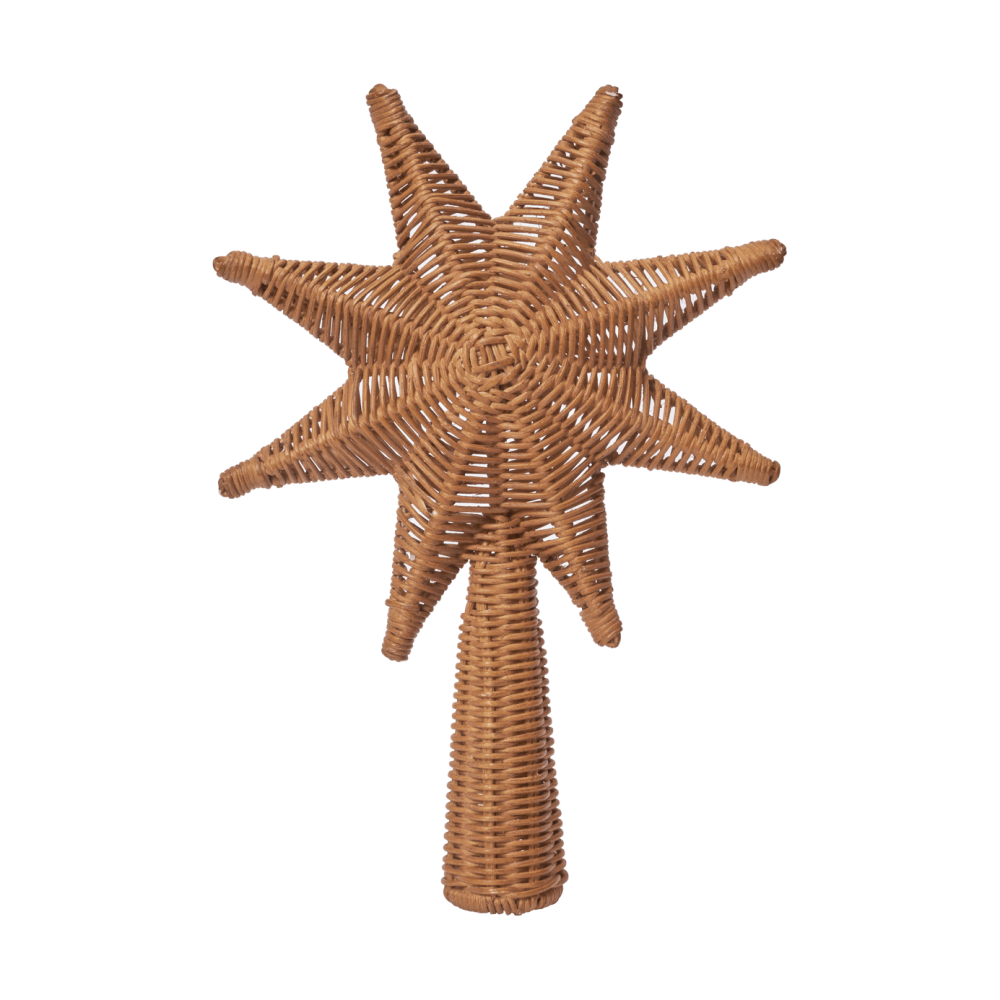 Rattan christmas tree top star julgransstjärna, Natural