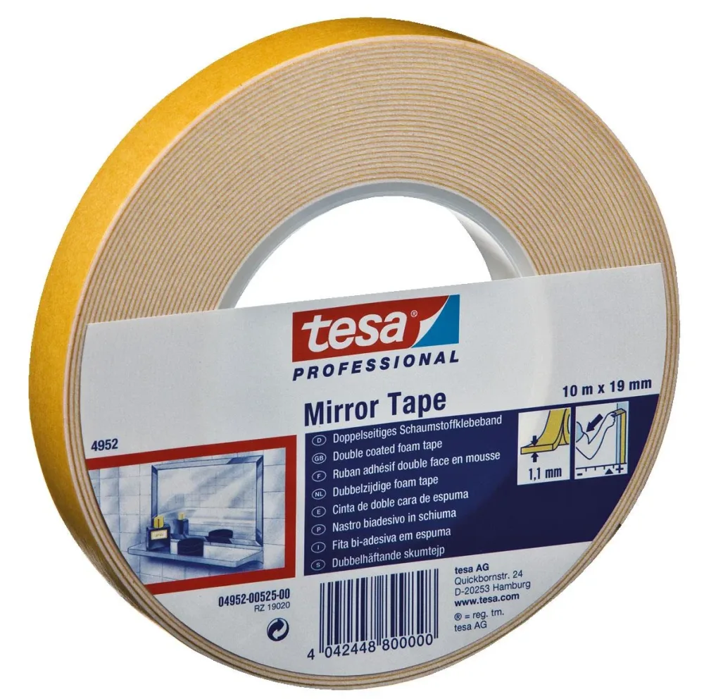 Tesa 4952 Monteringstejp dubbelhäftande, vit 50 m x 19 mm