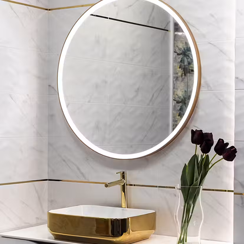 Spegel Vidi Soft LUX med LED-belysning Svart, D: 800, 4000K