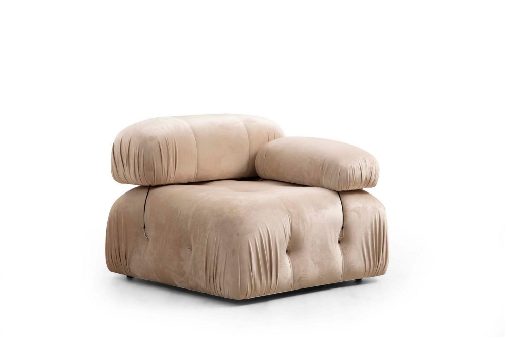 Belgin Högermodul / Fåtölj 95 cm med fasta armstöd och repdetaljer