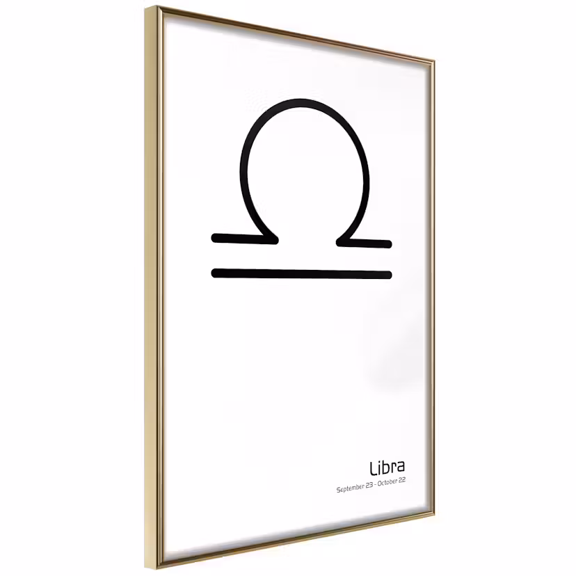 Poster Artgeist Affisch Libra Guld ram, 20x30 cm