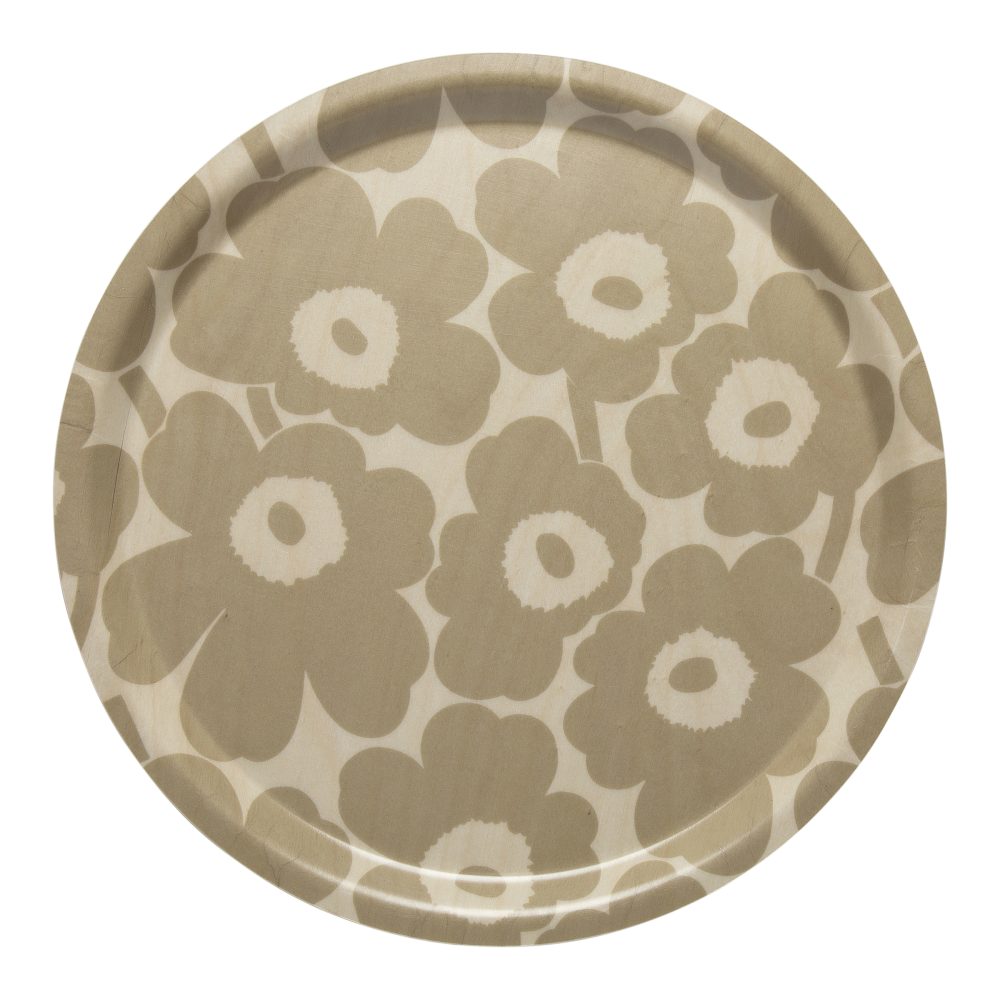 Mini Unikko rund bricka, Ljusbrun-beige