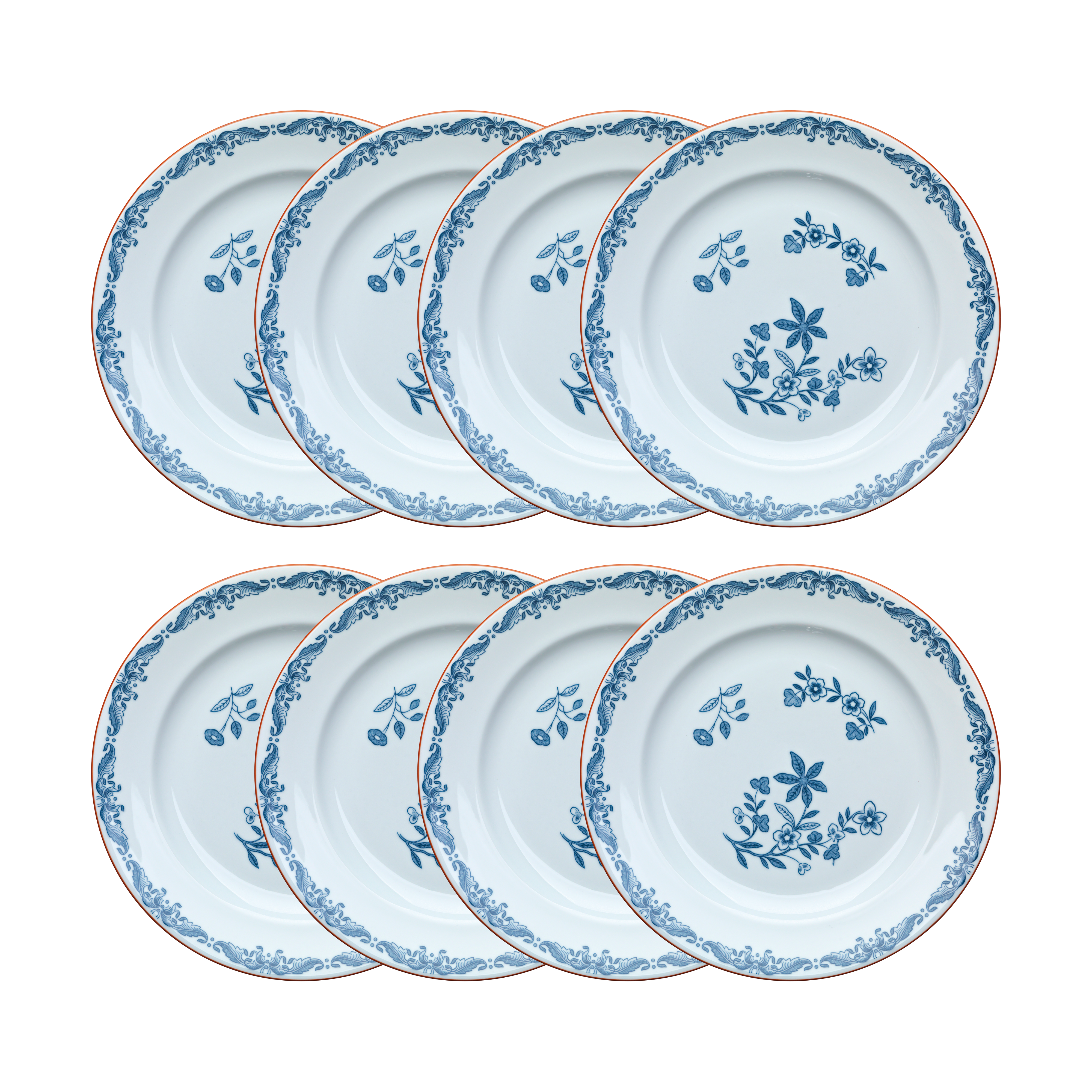 Ostindia flat tallrik Ø21 cm 8-pack – Blå
