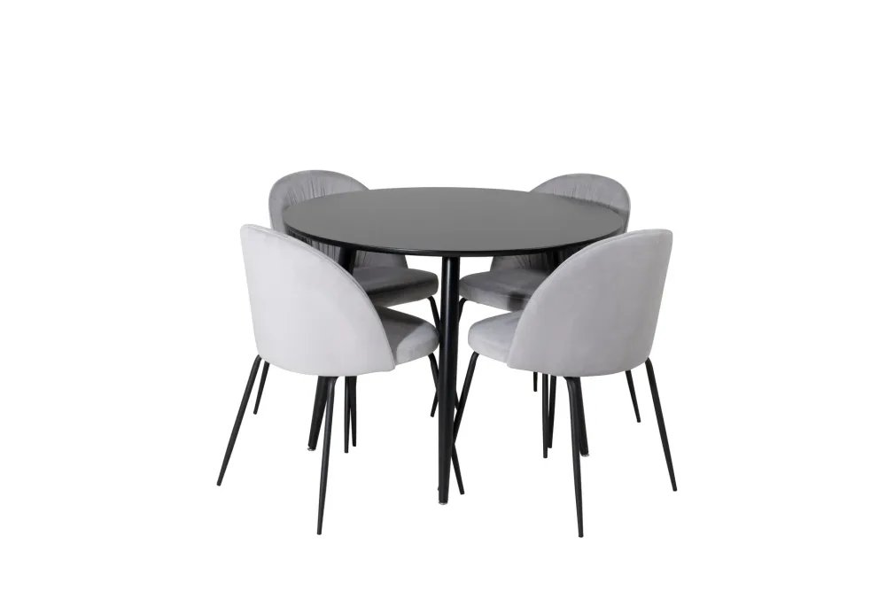 Plaza Matgrupp 100 cm Rund med 4 Wrinkles stolar