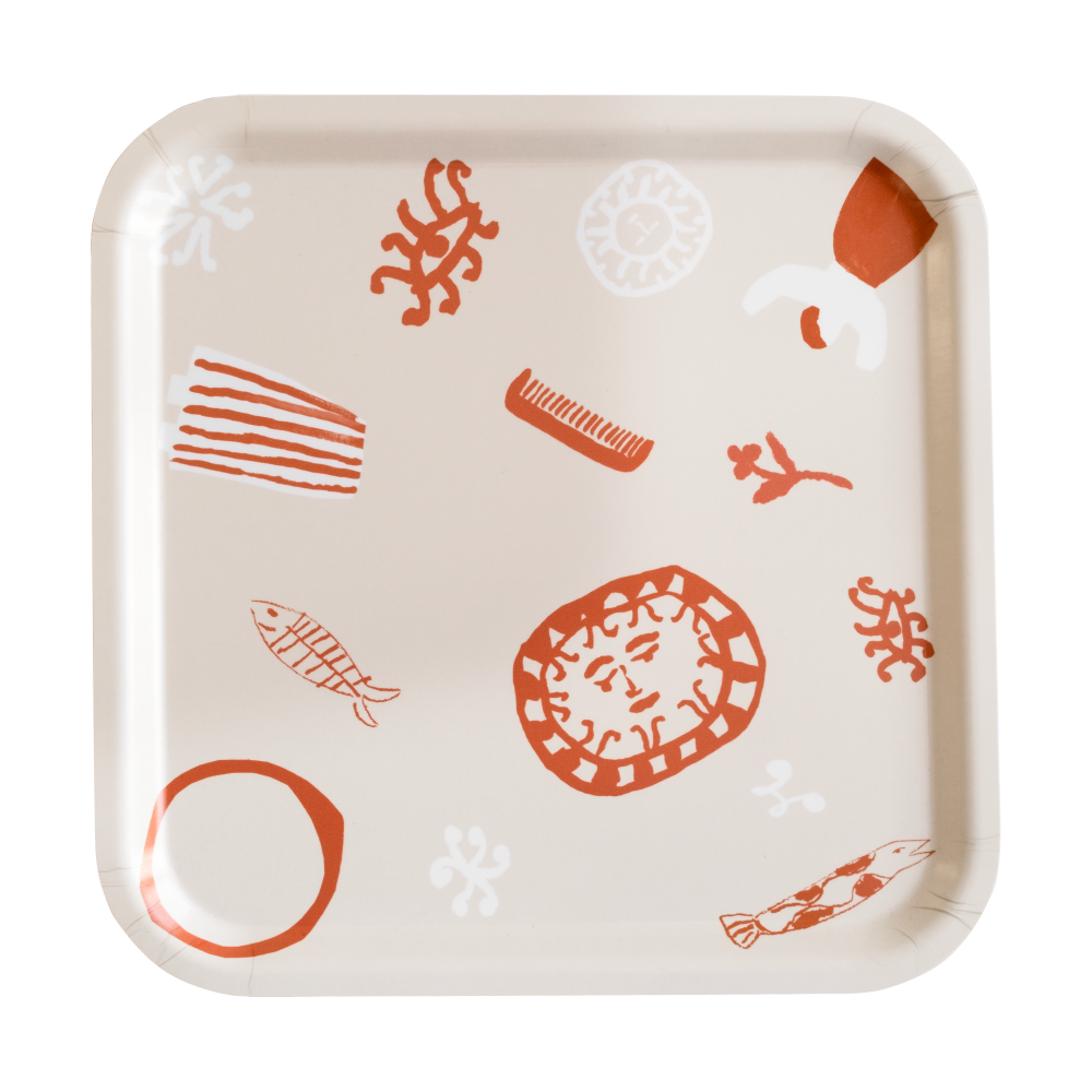 Figures bricka 32x32 cm, White-Red
