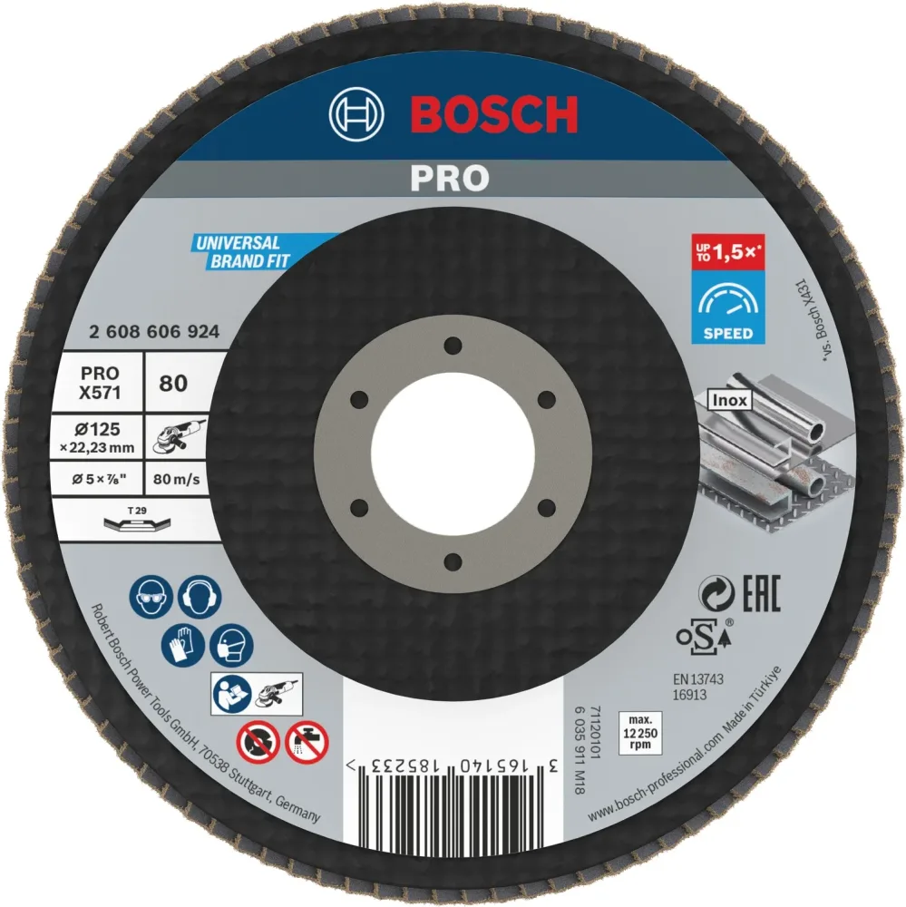 Bosch PRO X571 Lamellslipskiva för små vinkelslipar, 125 mm, K80