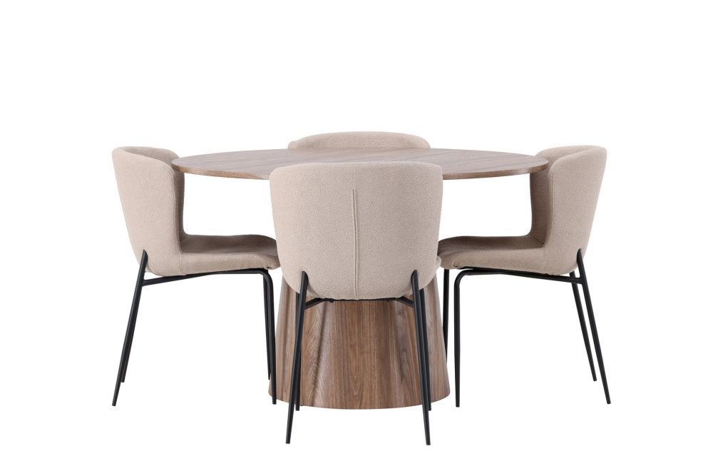 Lanzo Matgrupp 120 cm Rund med 4 Modesto Stolar