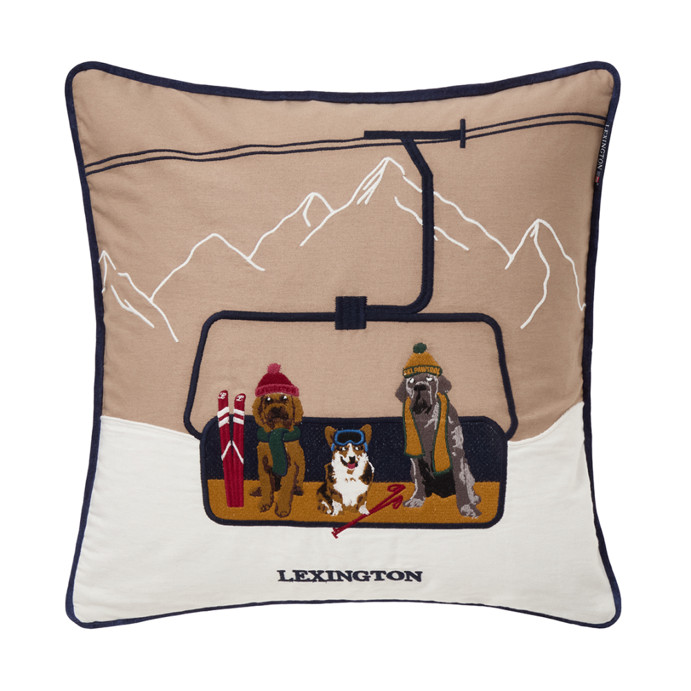 Dog lift eko. bomull twill kuddfodral 50x50 cm, Beige-white