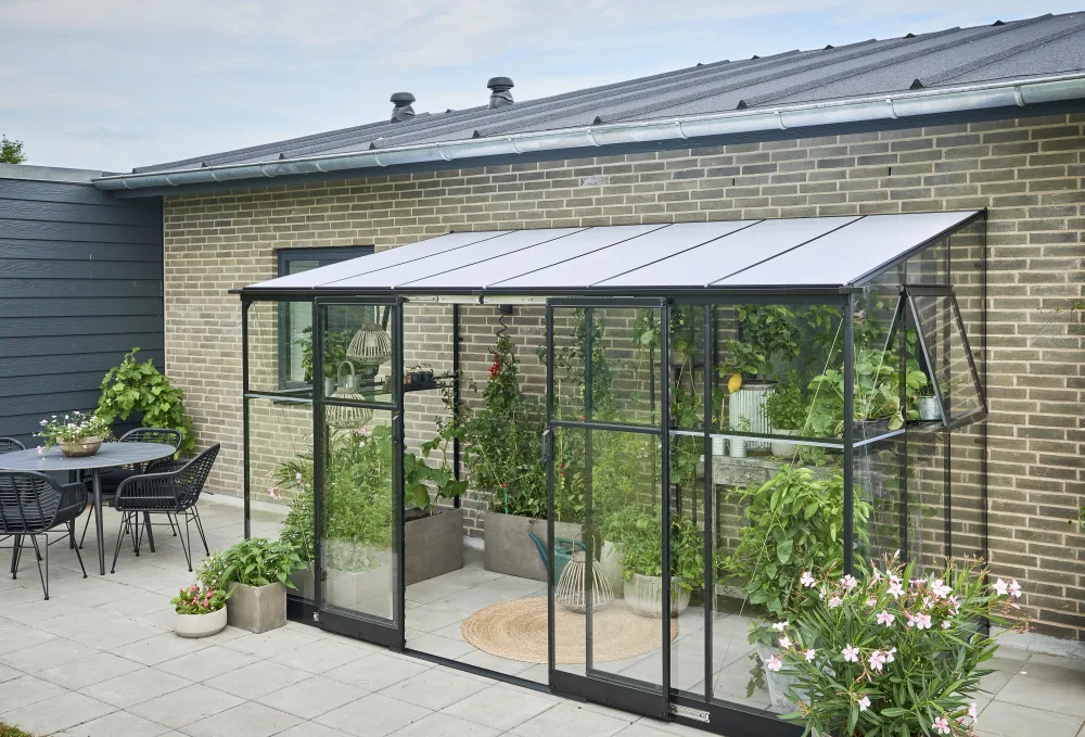 Halls Qube Lean-To 612 F09937 Växthus 7,1 m², svart