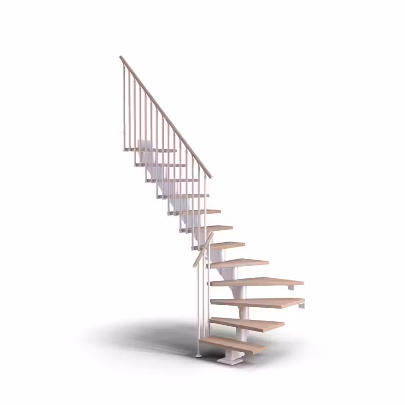 Spartrappa Dolle Hamburg Ek Vit Oljad 1/4 Classic III Vit, LxB: 2490x790 mm, Max Takhöjd: 2400-2790 mm