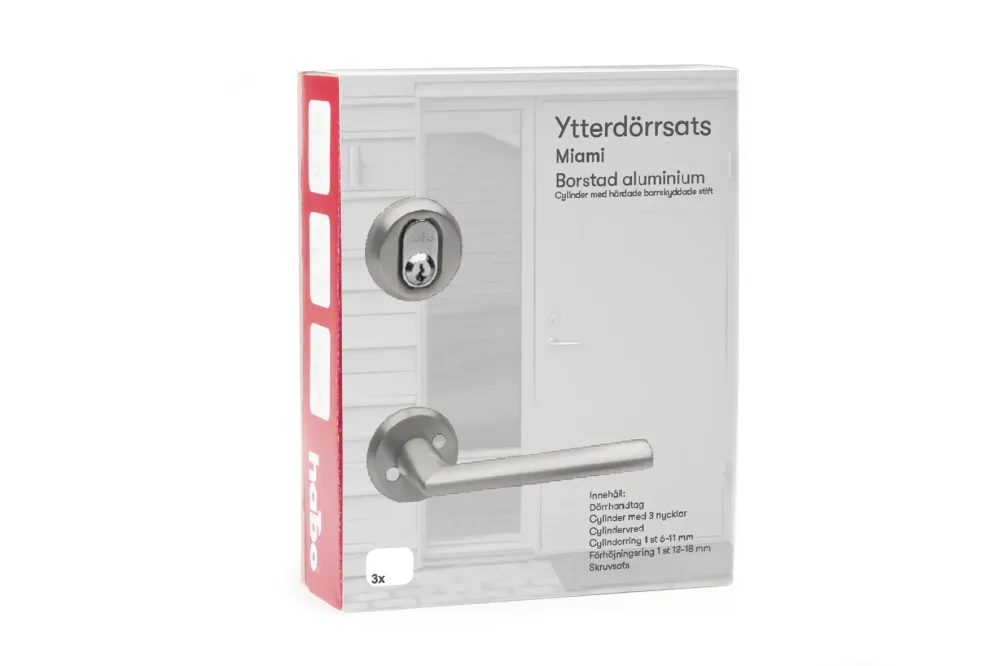 Habo Miami 19834 Ytterdörrsats utan låshus Svart aluminium