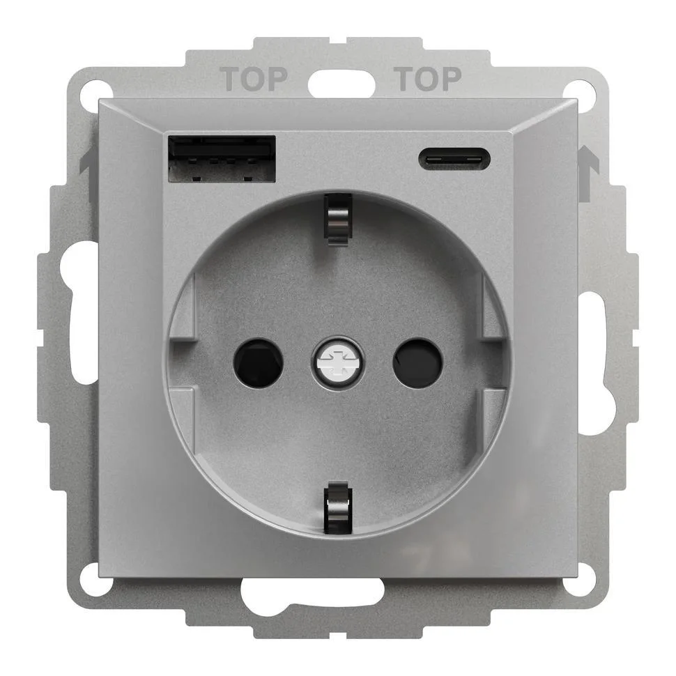 Elko USB A+C 3A Schuko sv Ladduttag svart - Bild 2
