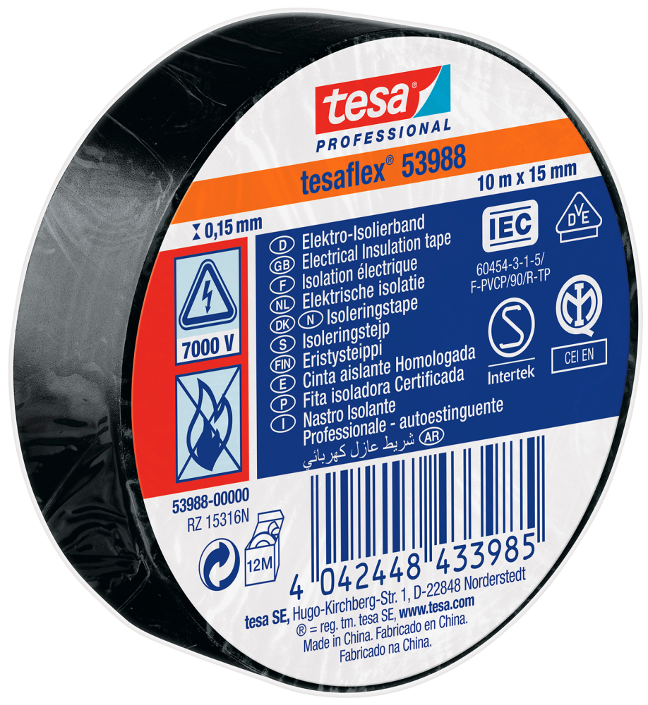 ELTEJP TESAFLEX 53988 TESA RÖD S-MÄRKT 15MM 10M