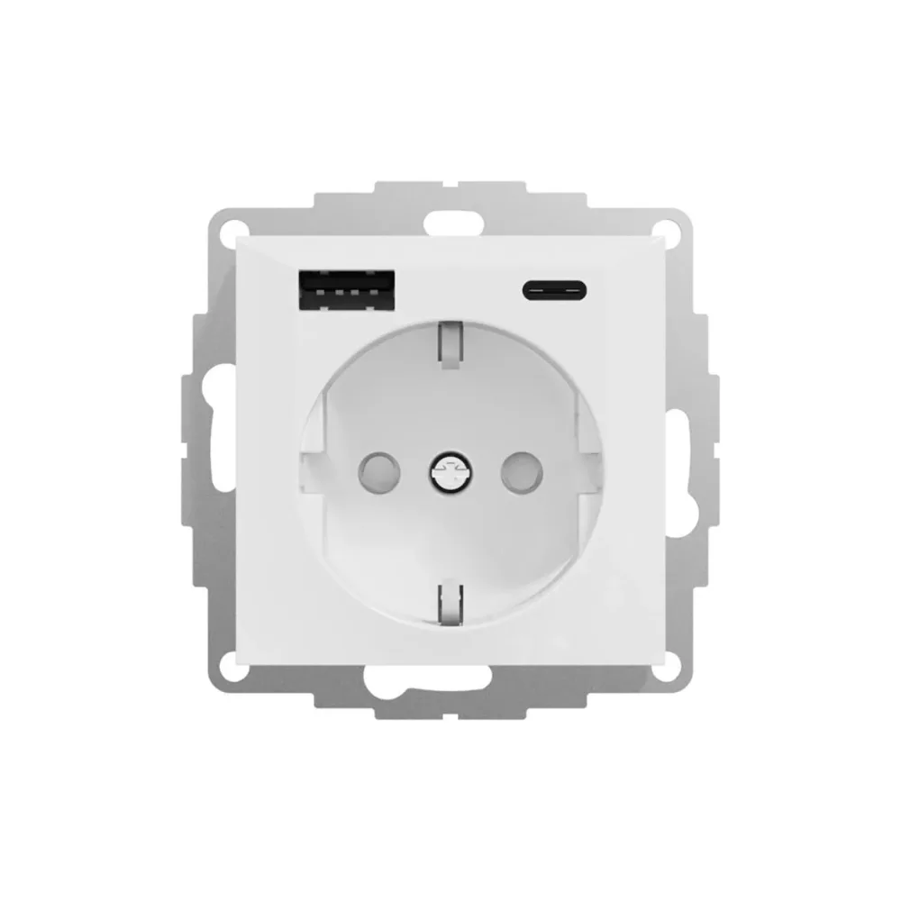 Elko EKO30139 Vägguttag renvit, med USB A+C